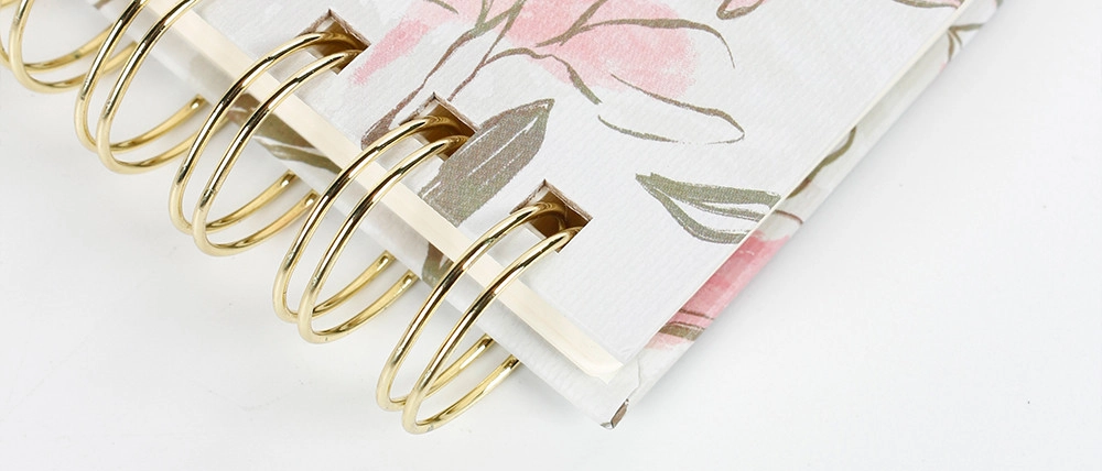 Pink floral spiral notebook prepared for a private-label gift collection Pink floral spiral notebook prepared for a private-label gift collection